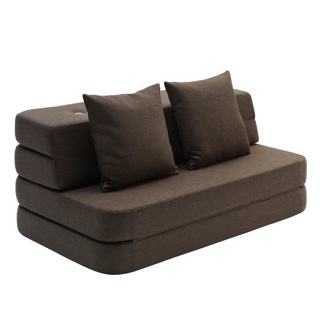 By KlipKlap KK 3 Fold Sofa, Brown w. Sand - L210xW120xH12 - Madras fra By KlipKlap