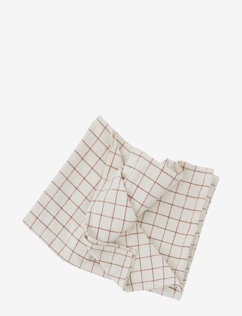 OYOY Grid dug, Offwhite/Red - 200x140 cm - Håndklæde fra OYOY Living Design
