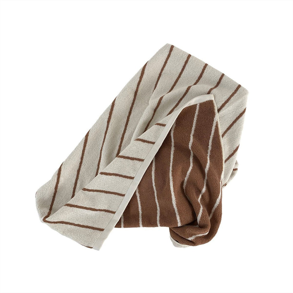 OYOY Raita Håndklæde, Cloud/Caramel (brun/råhvid) - 50x100 - Håndklæde fra OYOY Living Design