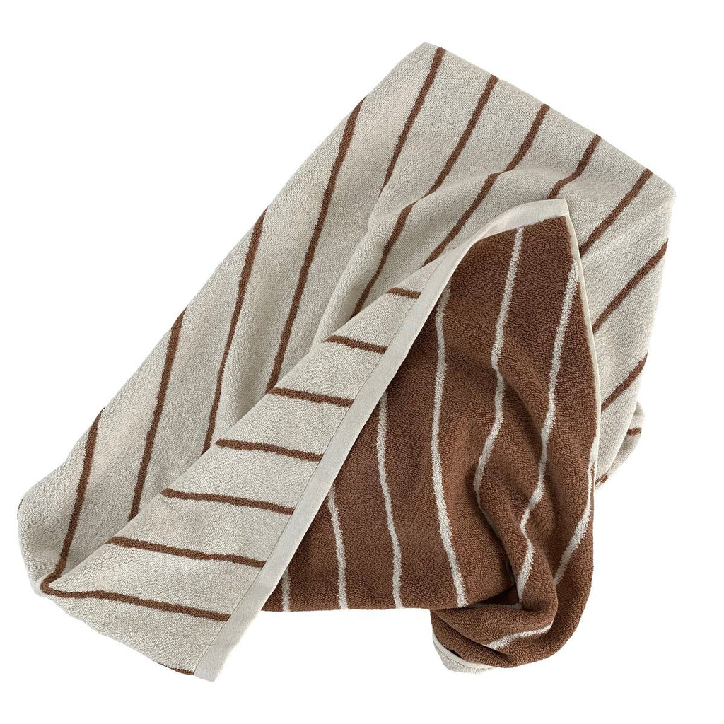OYOY Raita Håndklæde, Cloud/Caramel (brun/råhvid) - 70x140 - Håndklæde fra OYOY Living Design