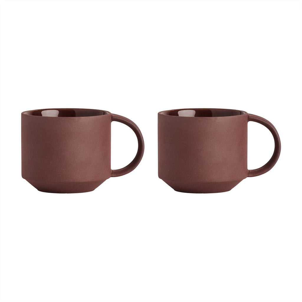 OYOY Yuka Cup - Pack of 2, Dark Terracotta - H7,5 x L11 x 8 cm - Kopper fra OYOY Living Design