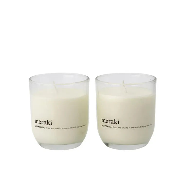 Scented candle, Wild meadow, 2 pack - H7.6 x D7 cm. - Duftlys fra Meraki
