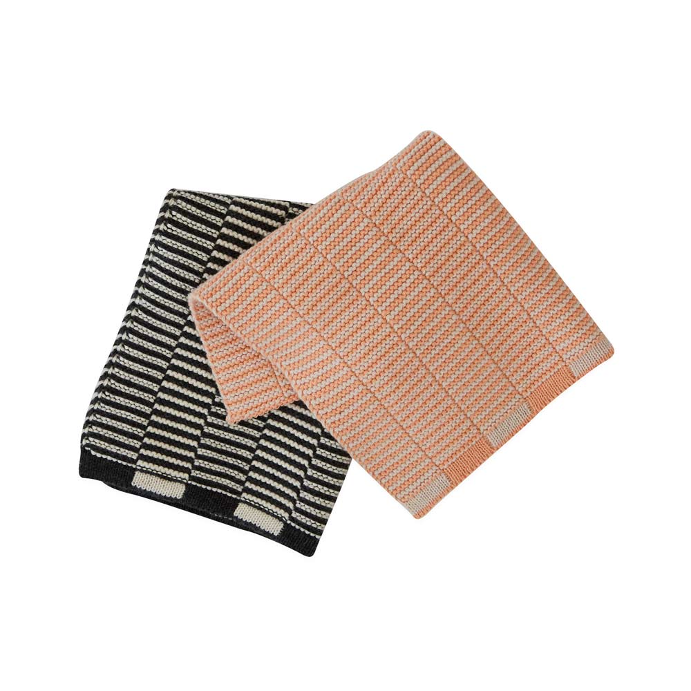 Stringa Karklude - 2 Stk - Koral / Antracit - Dish Cloth & Mini Towel fra Tjarry